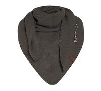 Knit Factory - Coco Châle Tricoté - Foulard Triangle - Écharpe Femme - Taupe - 190x85 cm - Y compris la broche décorative