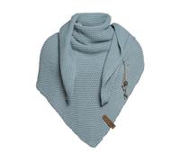 Knit Factory - Coco Châle Tricoté - Foulard Triangle - Écharpe Femme - Stone Green - 190x85 cm - Y compris la broche décorative