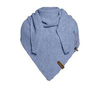 Knit Factory - Coco Châle Tricoté - Foulard Triangle - Écharpe Femme - Indigo - 190x85 cm - Y compris la broche décorative