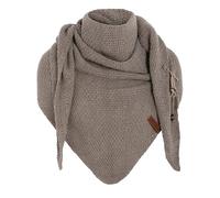 Knit Factory - Coco Châle Tricoté - Foulard Triangle - Écharpe Femme - Marron - 190x85 cm - Y compris la broche décorative