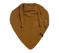 Knit Factory - Coco Châle Tricoté - Foulard Triangle - Écharpe Femme - Ocre/Tobacco - 190x85 cm - Y compris la broche décorative