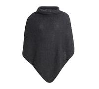 Knit Factory - Coco Poncho Tricoté - Cape Femme - Châle Femme - Poncho pour l’Automne et l’Hiver - Poncho Femme en Laine et Acrylique - Anthracite - Taille Unique