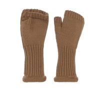 Knit Factory - Gants Cleo - Gants Femme - Mitaine Femme - Mitaines pour l'automne et l'hiver - Gants sans doigts - Gant Chauffant - 30% laine/70% acrylique - New Camel - Taille Unique
