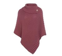 Knit Factory - Nicky Poncho Tricoté - Cape Femme - Poncho Femme - Poncho pour l’Automne et l’Hiver - Poncho en Laine et Acrylique - avec col écharpe - Stone Red - Taille Unique