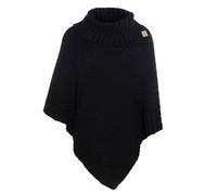 Knit Factory - Nicky Poncho Tricoté - Cape Femme - Poncho Femme - Poncho pour l’Automne et l’Hiver - Poncho en Laine et Acrylique - avec col écharpe - Noir - Taille Unique