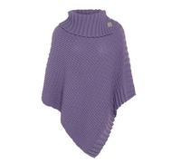 Knit Factory - Nicky Poncho Tricoté - Cape Femme - Poncho Femme - Poncho pour l’Automne et l’Hiver - Poncho en Laine et Acrylique - avec col écharpe - Violet - Taille Unique