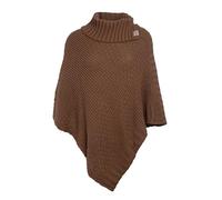 Knit Factory - Nicky Poncho Tricoté - Cape Femme - Poncho Femme - Poncho pour l’Automne et l’Hiver - Poncho en Laine et Acrylique - avec col écharpe - Tobacco - Taille Unique