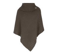 Knit Factory - Nicky Poncho Tricoté - Cape Femme - Poncho Femme - Poncho pour l’Automne et l’Hiver - Poncho en Laine et Acrylique - avec col écharpe - Cappuccino - Taille Unique