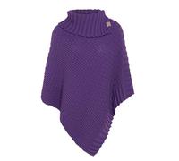 Knit Factory - Nicky Poncho Tricoté - Cape Femme - Poncho Femme - Poncho pour l’Automne et l’Hiver - Poncho en Laine et Acrylique - avec col écharpe - Purple - Taille Unique
