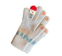 Knit Gloves for Cold Weather Snowman Print Touchscreens Function Fleece Comfort Flexible Grip Ideal Daily Use Student Gloves
