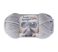 Knit Me Amigurumi Velvet Chenille Yarn, Chunky Yarn for Crochet, 50g/55m Super Soft Polyester for Teddies, Plush Toys and Blankets, EN71-3 and Oeko-Tex Certified, 5.5mm Hook (Light Grey)