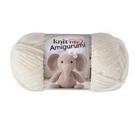 Knit Me Amigurumi Velvet Chenille Yarn, Chunky Yarn for Crochet, 50g/55m Super Soft Polyester for Teddies, Plush Toys and Blankets, EN71-3 and Oeko-Tex Certified, 5.5mm Hook (Cream)