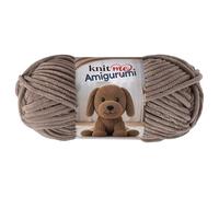 Knit Me Amigurumi Velvet Chenille Yarn, Chunky Yarn for Crochet, 50g/55m Super Soft Polyester for Teddies, Plush Toys and Blankets, EN71-3 and Oeko-Tex Certified, 5.5mm Hook (Taupe)
