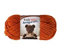 Knit Me Amigurumi Velvet Chenille Yarn, Chunky Yarn for Crochet, 50g/55m Super Soft Polyester for Teddies, Plush Toys and Blankets, EN71-3 and Oeko-Tex Certified, 5.5mm Hook (Pumpkin)
