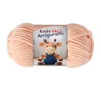 Knit Me Amigurumi Velvet Chenille Yarn, Chunky Yarn for Crochet, 50g/55m Super Soft Polyester for Teddies, Plush Toys and Blankets, EN71-3 and Oeko-Tex Certified, 5.5mm Hook (Peach)