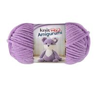 Knit Me Amigurumi Velvet Chenille Yarn, Chunky Yarn for Crochet, 50g/55m Super Soft Polyester for Teddies, Plush Toys and Blankets, EN71-3 and Oeko-Tex Certified, 5.5mm Hook (Lilac)