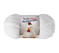 Knit Me Amigurumi Velvet Chenille Yarn, Chunky Yarn for Crochet, 50g/55m Super Soft Polyester for Teddies, Plush Toys and Blankets, EN71-3 and Oeko-Tex Certified, 5.5mm Hook (White)