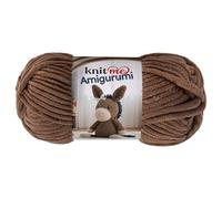 Knit Me Amigurumi Velvet Chenille Yarn, Chunky Yarn for Crochet, 50g/55m Super Soft Polyester for Teddies, Plush Toys and Blankets, EN71-3 and Oeko-Tex Certified, 5.5mm Hook (Chocolate)