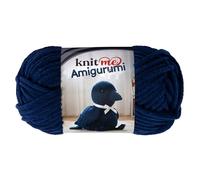 Knit Me Amigurumi Velvet Chenille Yarn, Chunky Yarn for Crochet, 50g/55m Super Soft Polyester for Teddies, Plush Toys and Blankets, EN71-3 and Oeko-Tex Certified, 5.5mm Hook (Navy)