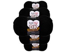 Knit Me DK Double Knitting Yarn 100% Acrylic Pack of 5 x,100g / 300 m (Black)