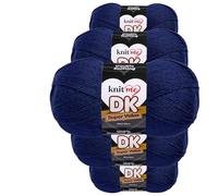 Knit Me DK Double Knitting Yarn 100% Acrylic Pack of 5 x,100g / 300 m (Deep Blue)