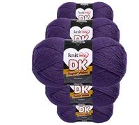 Knit Me DK Double Knitting Yarn 100% Acrylic Pack of 5 x,100g / 300 m (Deep Purple)