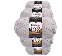 Knit Me DK Double Knitting Yarn 100% Acrylic Pack of 5 x,100g / 300 m(Platinum Heather)