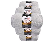 Knit Me DK Double Knitting Yarn 100% Acrylic Pack of 5 x,100g / 300 m(Silver Mist)