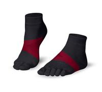 KNITIDO Running TS | Chaussettes 5 doigts pour la course à pied avec système de prévention ampoules, pointure:39-42, Coleur:gris/rouge carmin (215)