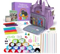 Knitiss Kits de crochet pour adultes débutants - Ensemble de crochet tout inclus avec 9 tailles de crochets, aiguilles à crochet afghanes de 2 à 6 mm, 1000 m de long, kits de rangement