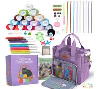 Knitiss Kits de crochet pour adultes débutants - Ensemble tout inclus avec 9 tailles de crochets, aiguilles afghanes de 2 à 6 mm, 1000 m de long, et kits de rangement