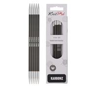 KnitPro 15 cm x 4 mm-Karbonz Aiguilles circulaires à Double Pointe Noir et Argent