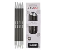 KnitPro 15 cm x 6 mm Karbonz Aiguilles circulaires à Double Pointe Noir et Argent