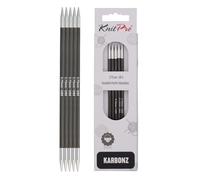 KnitPro 20 cm x 3,75 mm Karbonz Aiguilles circulaires à Double Pointe Noir et Argent