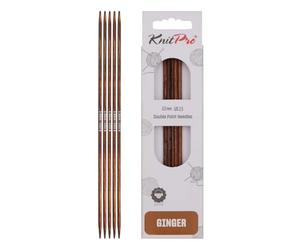 KnitPro 31005 Jeu de 5 aiguilles en bois naturel/marron 15 cm 3 mm
