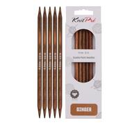 KnitPro 31031 Ginger Jeu d'aiguilles en Bois Naturel/Marron 20 cm 6 mm, Natur/Braun, 20cm, 6mm