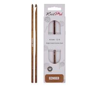 KnitPro 31243 Ginger Aiguille à Crocheter Naturel/Marron 4 mm, Bois, Natur/Braun