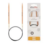 KnitPro 60 cm x 4 mm-Basix Aiguilles circulaires Fixes en Bouleau, Beige, Naturel