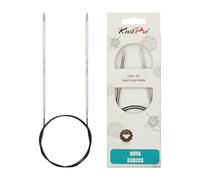 KnitPro 80 cm x 3,25 mm Nova Cubics Aiguilles circulaires Fixes en Laiton Brillant, Argent