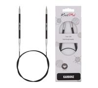 KnitPro 80 cm x 5 mm-Karbonz Aiguilles circulaires Fixes Noir et Argent