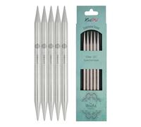 KnitPro Aiguilles à double pointe Mindful - Aiguilles à tricoter à double extrémité 20 cm x 12 mm, lot de 5, Silver