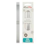 KnitPro Aiguilles à double pointe Nova Cubics - Épingles à tricoter à double extrémité 12,5 cm x 2,5 mm, lot de 5, Silver