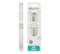 KnitPro Aiguilles à double pointe Nova Cubics - Épingles à tricoter à double extrémité 12,5 cm x 3,25 mm, lot de 5, Silver