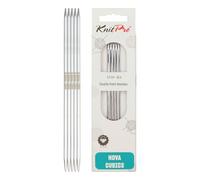 KnitPro Aiguilles à double pointe Nova Cubics - Épingles à tricoter à double extrémité 12,5 cm x 3,5 mm, lot de 5, Silver
