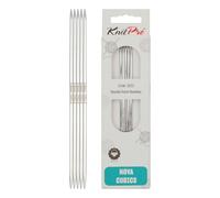 KnitPro Aiguilles à double pointe Nova Cubics - Épingles à tricoter à double extrémité 12,5 cm x 3 mm, lot de 5, Silver