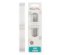 KnitPro Aiguilles à double pointe Nova Cubics - Épingles à tricoter à double extrémité 12,5 cm x 4 mm, lot de 5, Silver