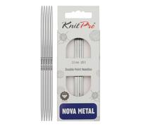 KnitPro Aiguilles à double pointe Nova - Épingles à tricoter à double extrémité 12,5 cm x 2 mm, lot de 5, Silver