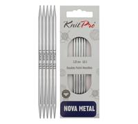 KnitPro Aiguilles à double pointe Nova - Épingles à tricoter à double extrémité 12,5 cm x 3,25 mm, lot de 5, Silver