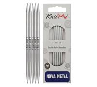KnitPro Aiguilles à double pointe Nova - Épingles à tricoter à double extrémité 12,5 cm x 3,5 mm, lot de 5, Silver