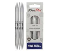 KnitPro Aiguilles à double pointe Nova - Épingles à tricoter à double extrémité 12,5 cm x 3,75 mm, lot de 5, Silver